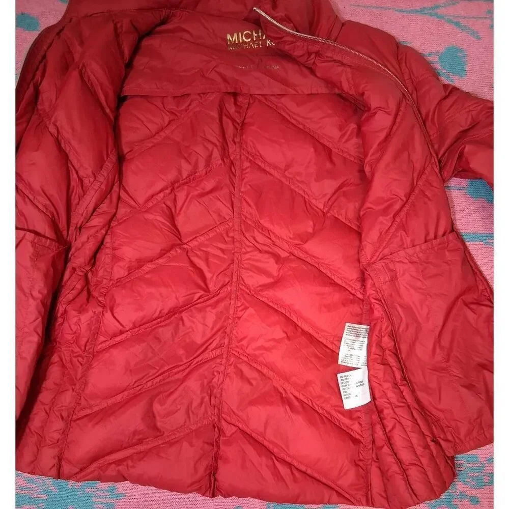 Michael kors womens small red jacket packable down filled puffer coat